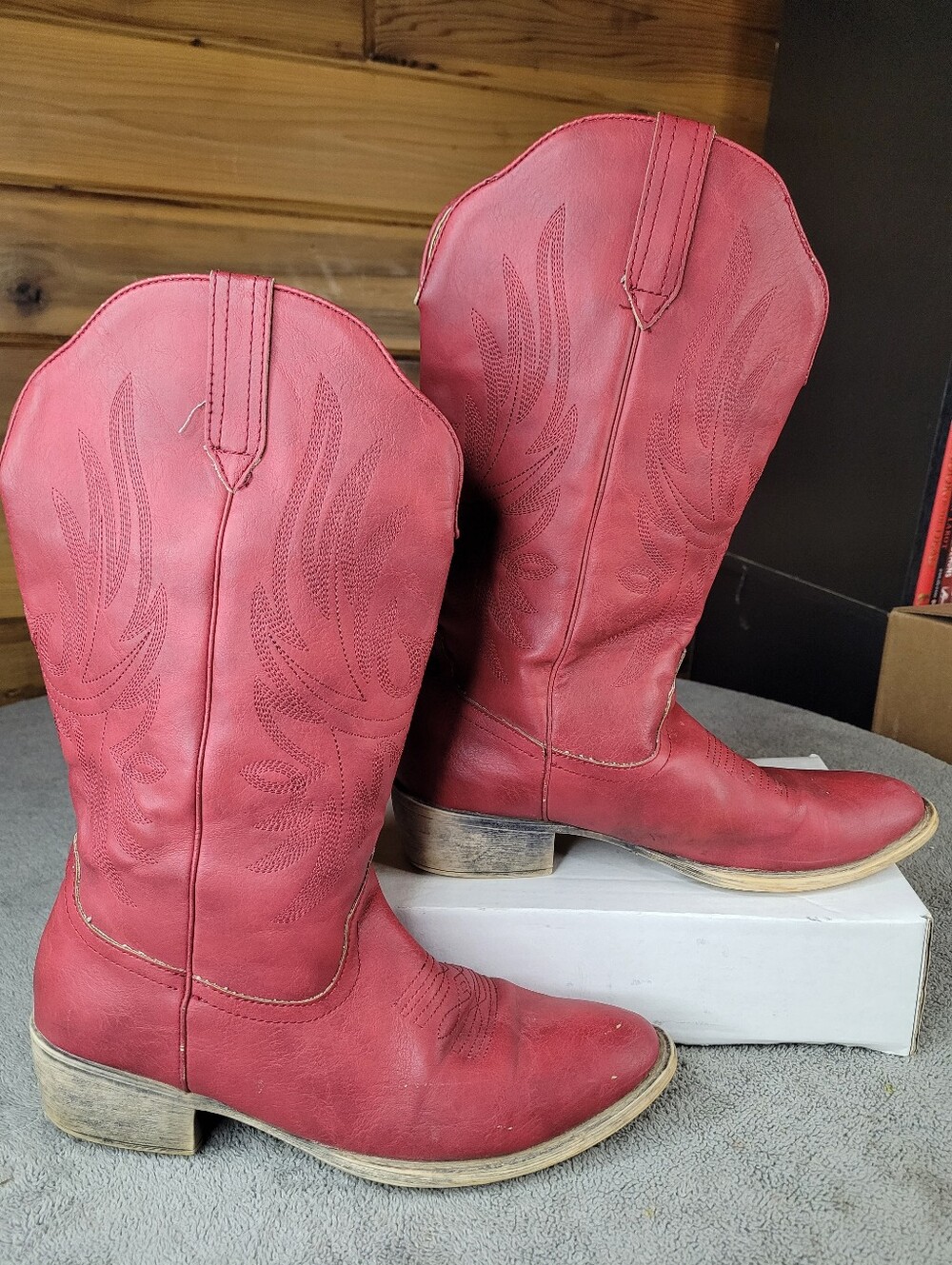 Silver Canyon Red Cowboy Boots Womens 9.5 Faux Leather Western Cowgirl